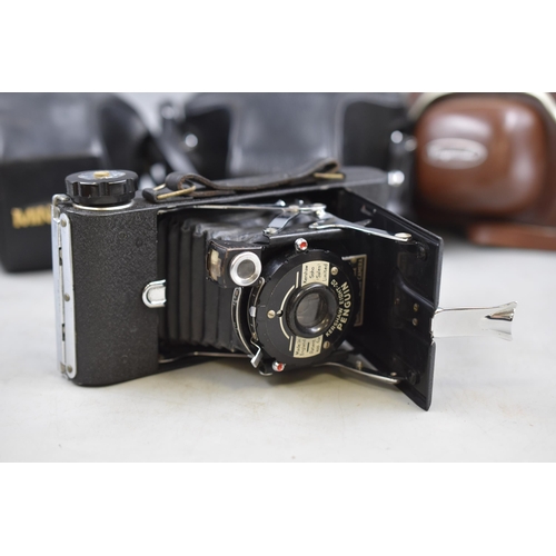 576 - Selection of Vintage Cameras Including Minolta X-300, fujica ST605 and More