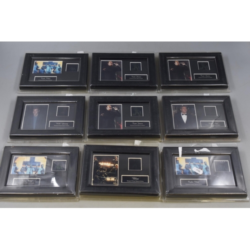 579 - Nine Music and Movie Stars Film Cell Presentation Packs. Includes Brad Pitt, Take That and More