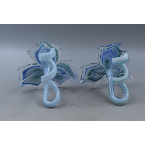 229 - A Pair of Art Glass Flowers, Approx 6