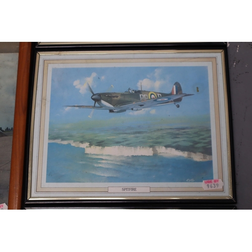 247 - Mixed lot of framed and Glazed pictures of Aroplanes to include Lancaster Bomber, Spitfire, Mosquito... 