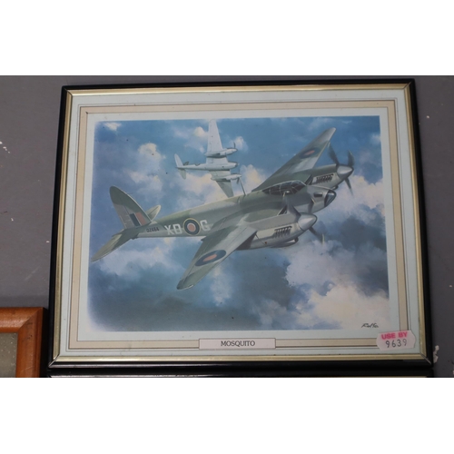 247 - Mixed lot of framed and Glazed pictures of Aroplanes to include Lancaster Bomber, Spitfire, Mosquito... 