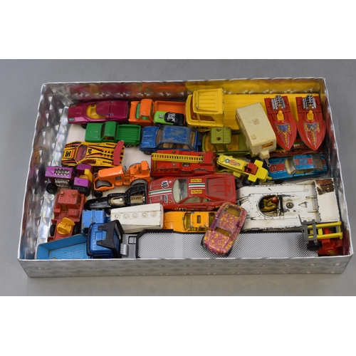 611 - Mixed tray of Vintage Playworn Toy Vehicles to include Corgi, and more .