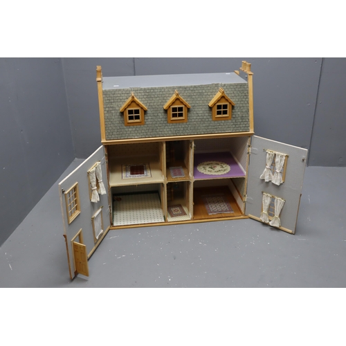 613 - Vintage Georgian Style Wooden Doll House with Lighting (Powers On When Tested) 32.5