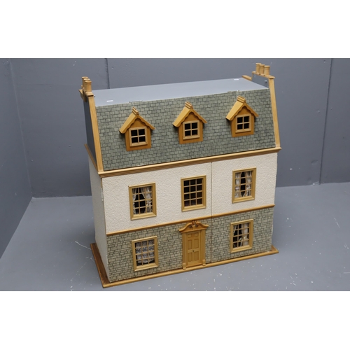 613 - Vintage Georgian Style Wooden Doll House with Lighting (Powers On When Tested) 32.5