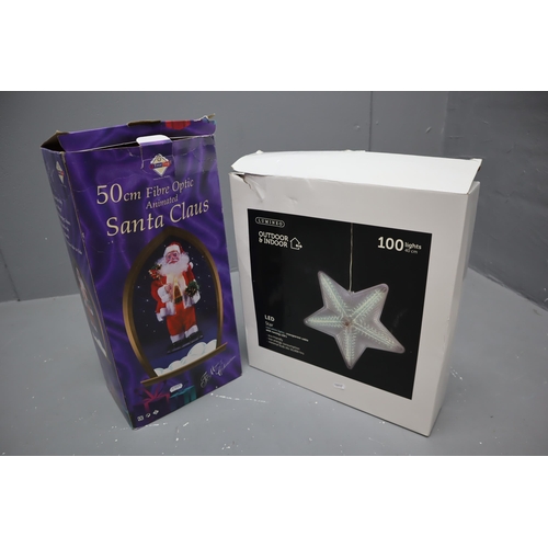 646 - Christmas Decorations to include 50cm Animated Santa Claus and Outdoor/Indoor LED Star