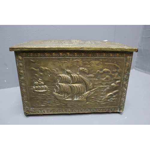 648 - Three Brass Covered Log Storage Boxes