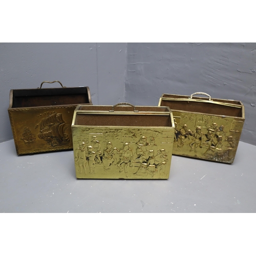 651 - Three Brass Covered Magazine Racks