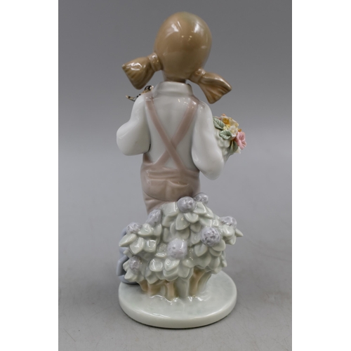 313 - Lladro 1983 'Girl In Garden' Porcelain Figurine Approx 7.5