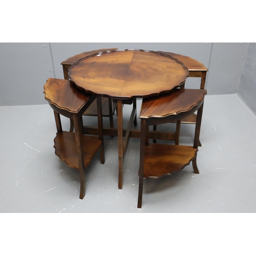 698 - Antique mahogany coffee table nest combination with four small tables, measures 25