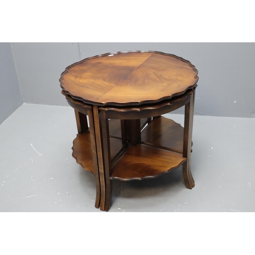 698 - Antique mahogany coffee table nest combination with four small tables, measures 25