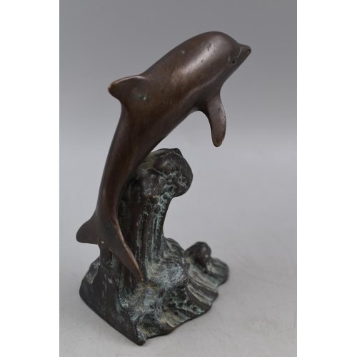 332 - A Bronze Leaping Dolphin Figure, Approx 6.5