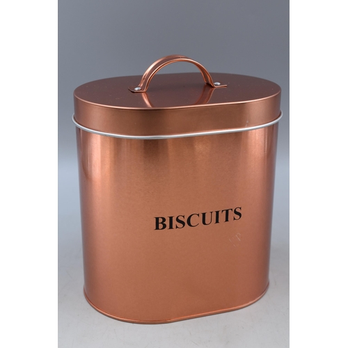 830 - Copper Coloured Biscuit Barrel (7.5