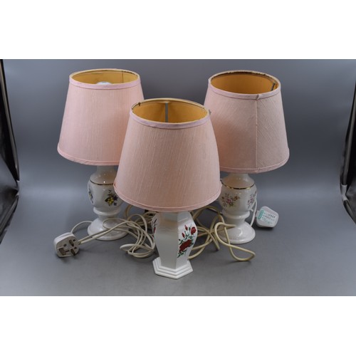 831 - Three Small Decorative Ceramic Table Lamps with Bulbs (all working)