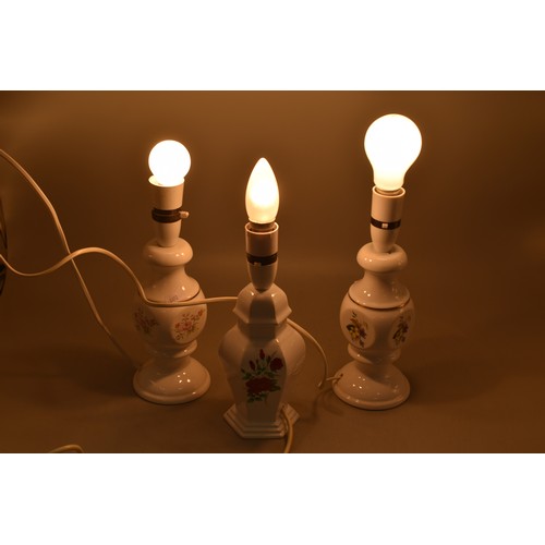 831 - Three Small Decorative Ceramic Table Lamps with Bulbs (all working)