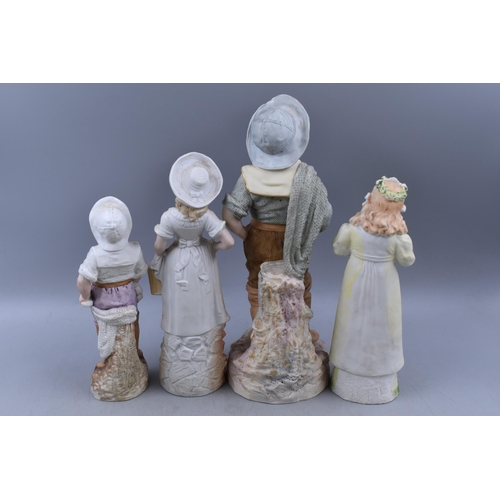 834 - Four Bisque Style Figurines (Tallest 14