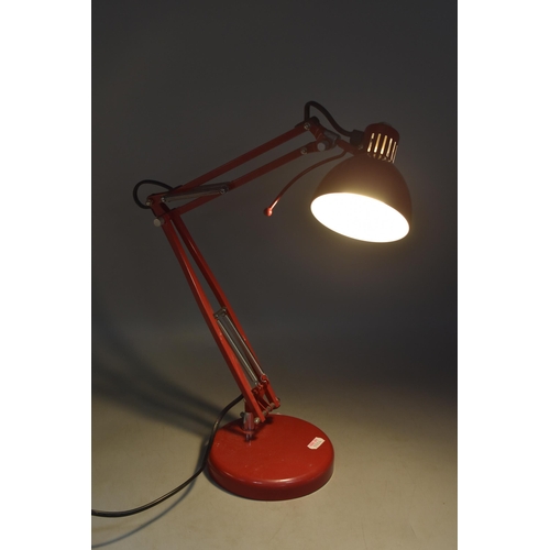 836 - Anglepoise Lamp in Red working when tested