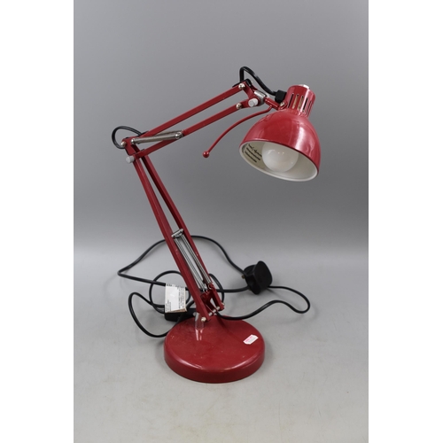 836 - Anglepoise Lamp in Red working when tested