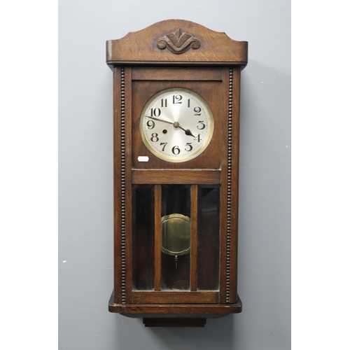 733 - 1930s Art Deco Wall Clock with Pendulum