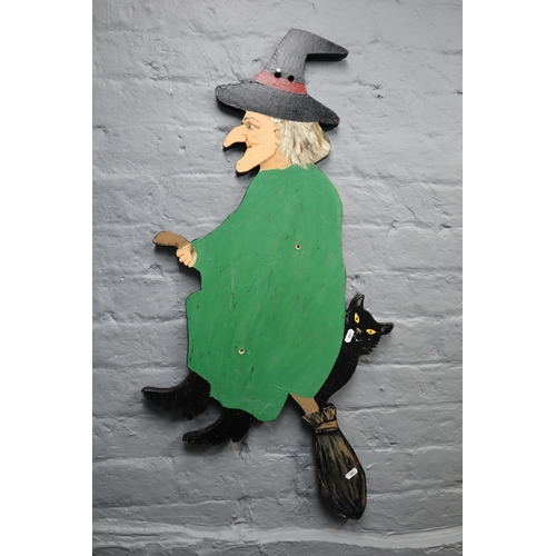 734 - Halloween Hand Painted Double Sided Witch Figure (38