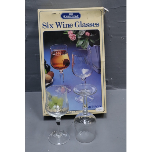 847 - Three Boxed Sets of Drinking Glasses, includes Orchestra Crystal Champagne Flute and Wine Glasses, T... 