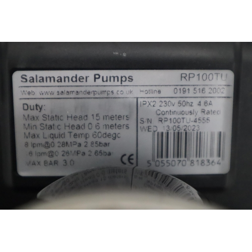 748 - Salamander RP100TU 3.0 Bar Twin Impeller Universal Centrifugal Whole House Pump, Untested