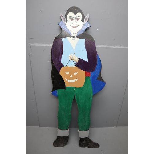 752 - Halloween Wooden Double Sided Hand Painted Vampire Sign (65