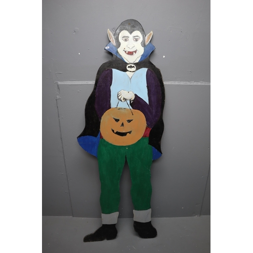 752 - Halloween Wooden Double Sided Hand Painted Vampire Sign (65