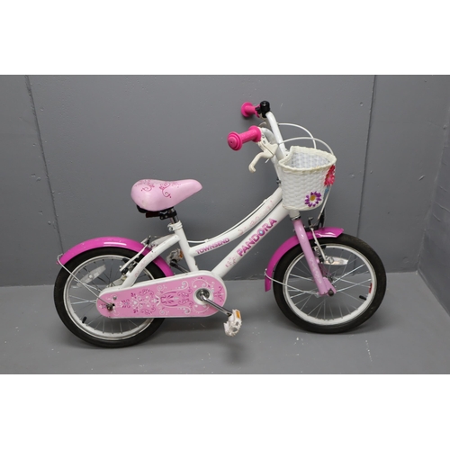 754 - Child's Pink and White Townsend Pandora Bicycle with basket