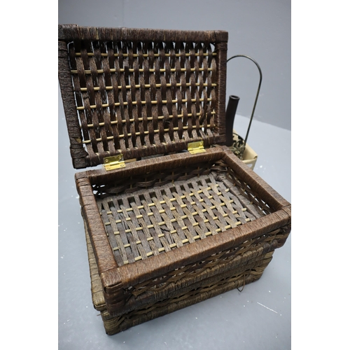 884 - Mixed Selection to include Two Hinged Rattan Baskets, Letter Trays, Lustre Ware and more