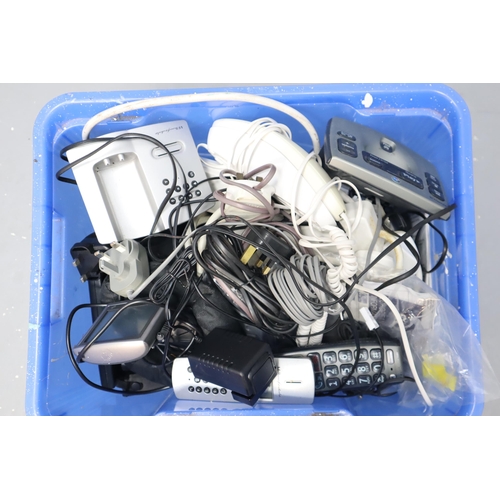 896 - Selection of electrical items to include house phones, extension leads, TomTom satnav, remotes charg... 