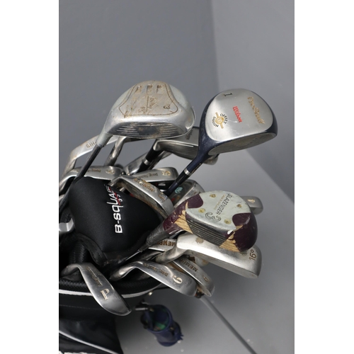 828 - A B.Squared Golf Bag With a Selection of Golf Clubs and Accessories. Includes B.Squared Pro Series P... 