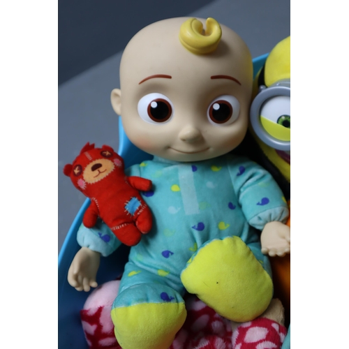 928 - Childrens Soft Toys/Dolls to Include Frozen Characters, Cocomelon, Bing and More also a Childs Puddl... 