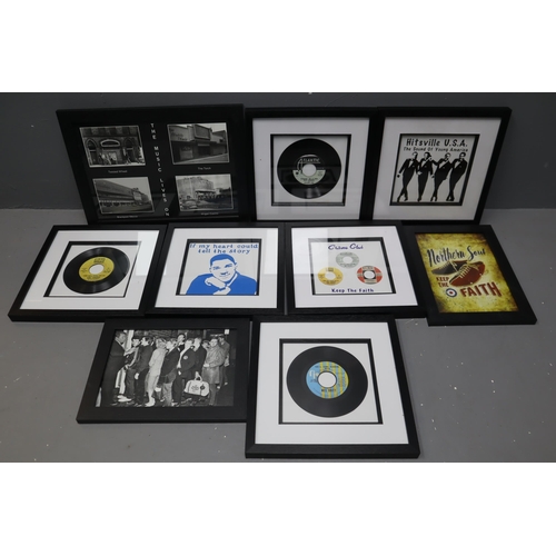 934 - Two Boxes of Northern Soul and Motown Related Decorative Items. Includes Framed Vinyl Singles, Motow... 