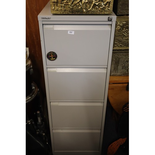 652 - Bisley Metal Four Drawer Filing Cabinet (52” x 24.5” x 18.5”)