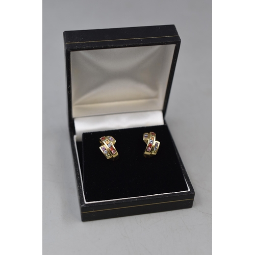 16 - Pair of Gold 375 (9ct) Multi Stoned Earrings. Complete with Presentation Box