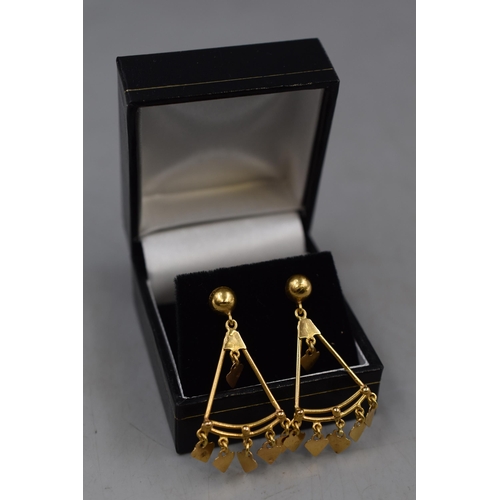 37 - Pair of 14ct Gold Drop Earrings with Ace of Spades Design