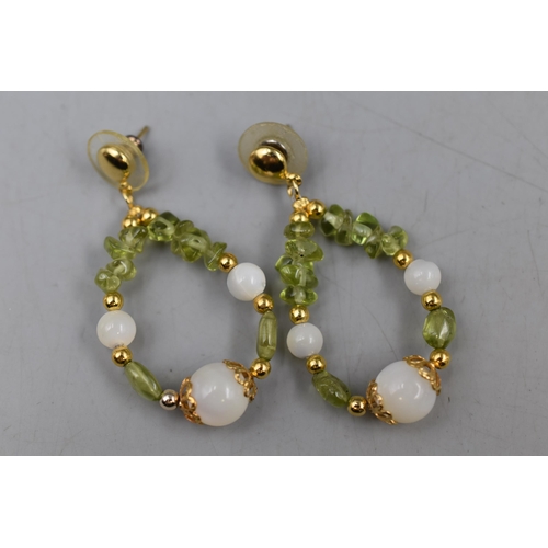 46 - Pair of Peridot Drop Earrings (Possibly Gold)