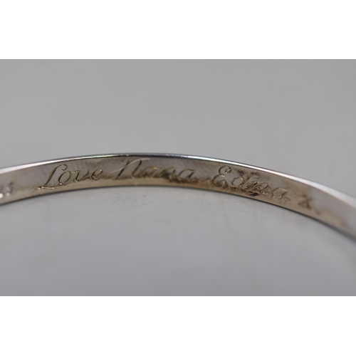 49 - Silver 925 Childs Bangle with Diamond. With Engraving