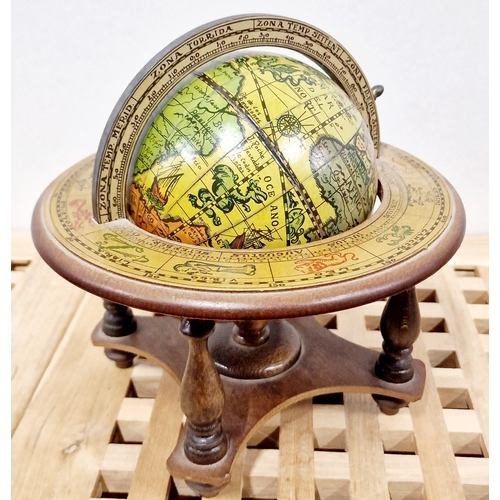 334 - Vintage Italian Priest Marion Wooden Rotating Desk Globe