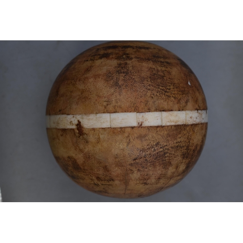 336 - Three Handmade Wooden Balls with Bone Inlay (Diameter 5