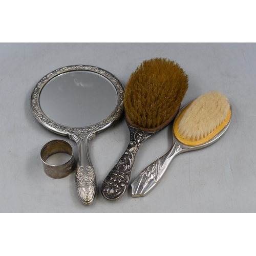 82 - A Mixed Selection To Include Hallmarked Chester Silver Bound Brush, Art Nouveau Style Brush, Napkin ... 