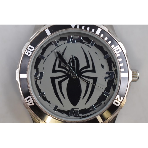 102 - Marvel Spiderman Quartz Watch with Rubberised Strap (Working)