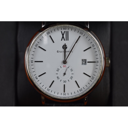 113 - An Enzo Giomani Gents Watch With Leather Strap, In Box