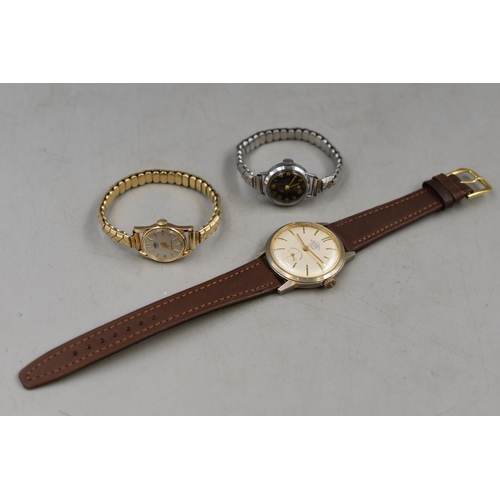 116 - Three Vintage Watches to include Dianne, Smiths De Luxe and Roman (For Spares or Repairs)