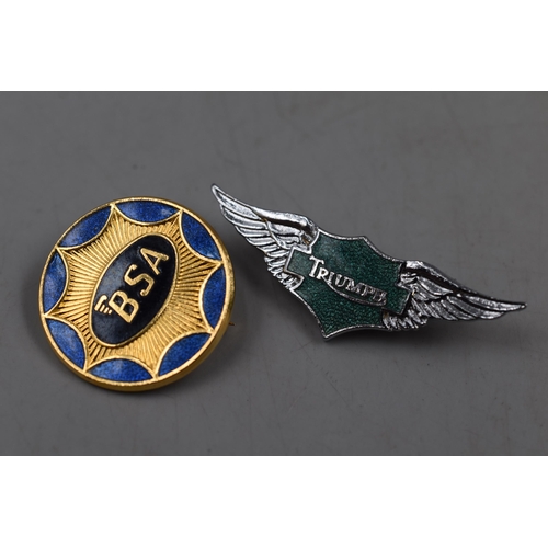 120 - Two Enamelled Motoring Badges, Includes Truimph and BSA