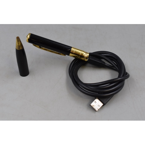 145 - A USB Rechargeable Spy Camera Pen, Lights Up When Tested