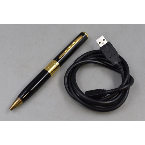 145 - A USB Rechargeable Spy Camera Pen, Lights Up When Tested