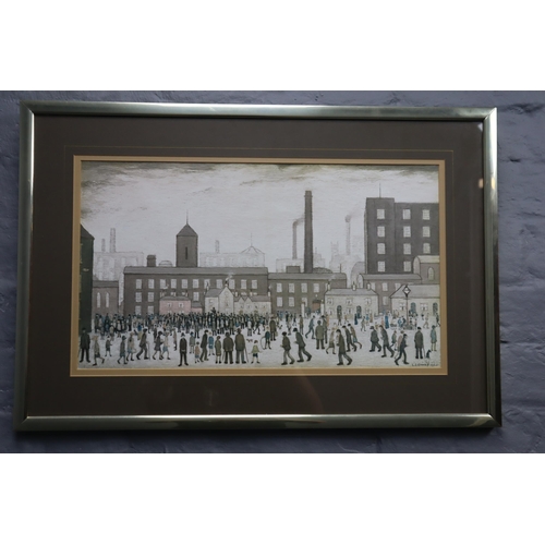 155 - A Framed and Glazed LS Lowry Print 'Coming From The Mill' Approx 17.5