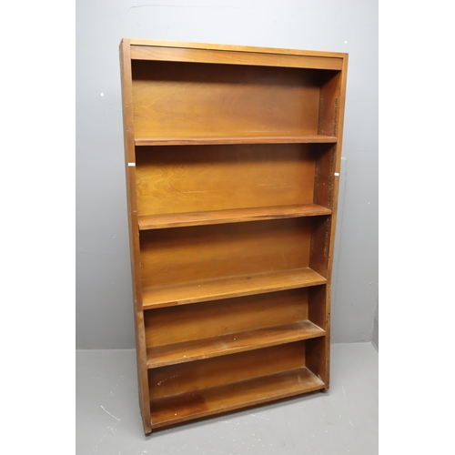 601 - Large dark wood shelving unit with five shelves measures 69