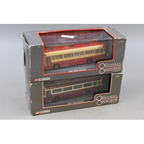 208 - Two Boxed Corgi AEC Reliance Omnibus', 1:76